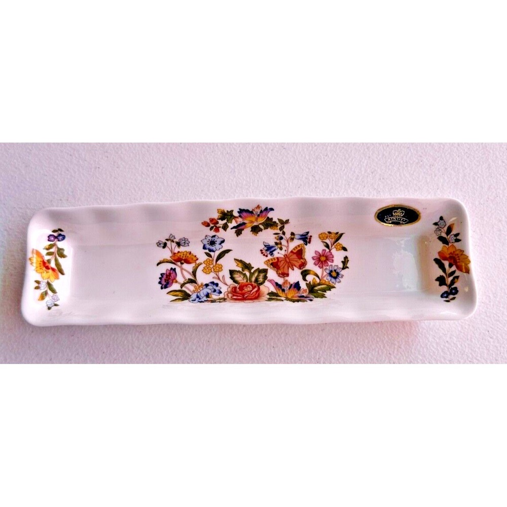 Vintage Aynsley Cottage Garden Pen Tray Butterfly Bone China England Vanity Dish